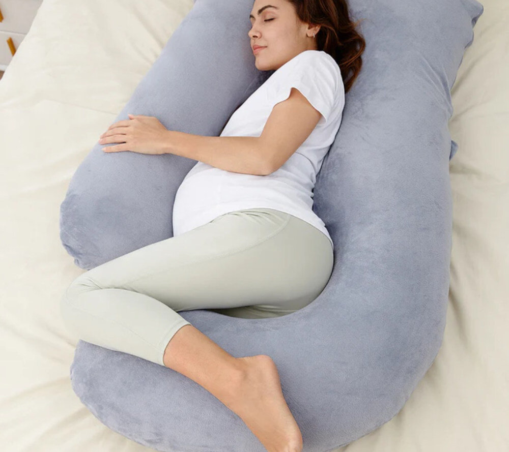Poduszka ciążowa MOMCOZY PP101 Szary Ergonomiczne podparcie ciała w kształcie litery U dopasowanie wspierając plecy, brzuch, biodra i nogi jednocześnie