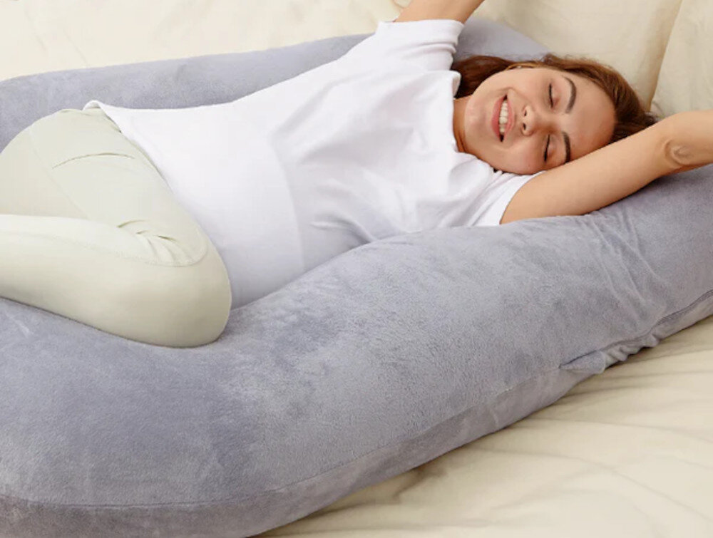 Poduszka ciążowa MOMCOZY PP101 Szary Ulga dla pleców i bioder podparcie newralgicznych obszarów 