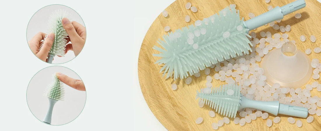 Zestaw szczotek do czyszczenia butelek MOMCOZY Zielony Bezpieczeństwo i delikatność z ultra-miękkiego silikonu nie powoduje żadnych zarysowań z silikonu klasy spożywczej, wolnego od szkodliwych substancji BPA, PVC i ftalany zdrowie