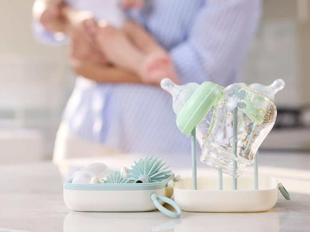 Zestaw szczotek do czyszczenia butelek MOMCOZY 7w1 Zielony Kompleksowa pielęgnacja 7 w 1 rutyna czyszczenie 360° higiena