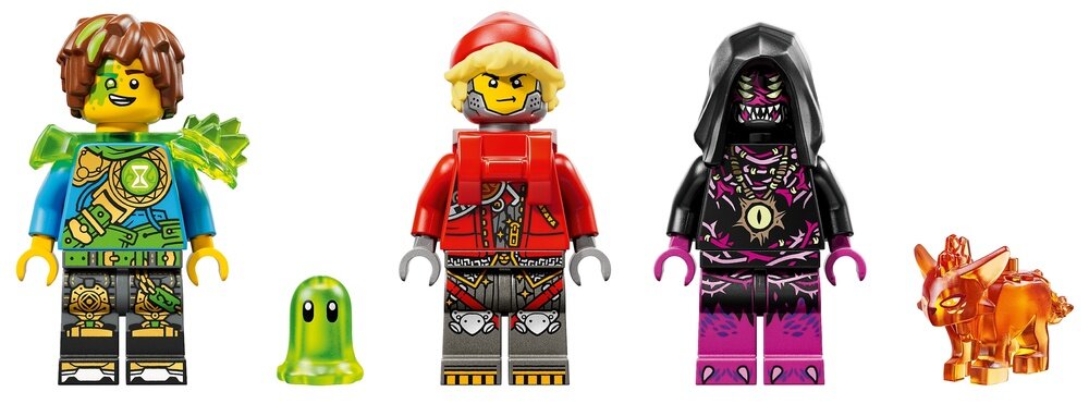 LEGO 71513 DREAMZzz Koszmarna skorpionowa koparka minifigurki Mateo, Coopera i Ariki figurka Z-Bloba i trzy pająki Pomarańczowy Skarbeniek