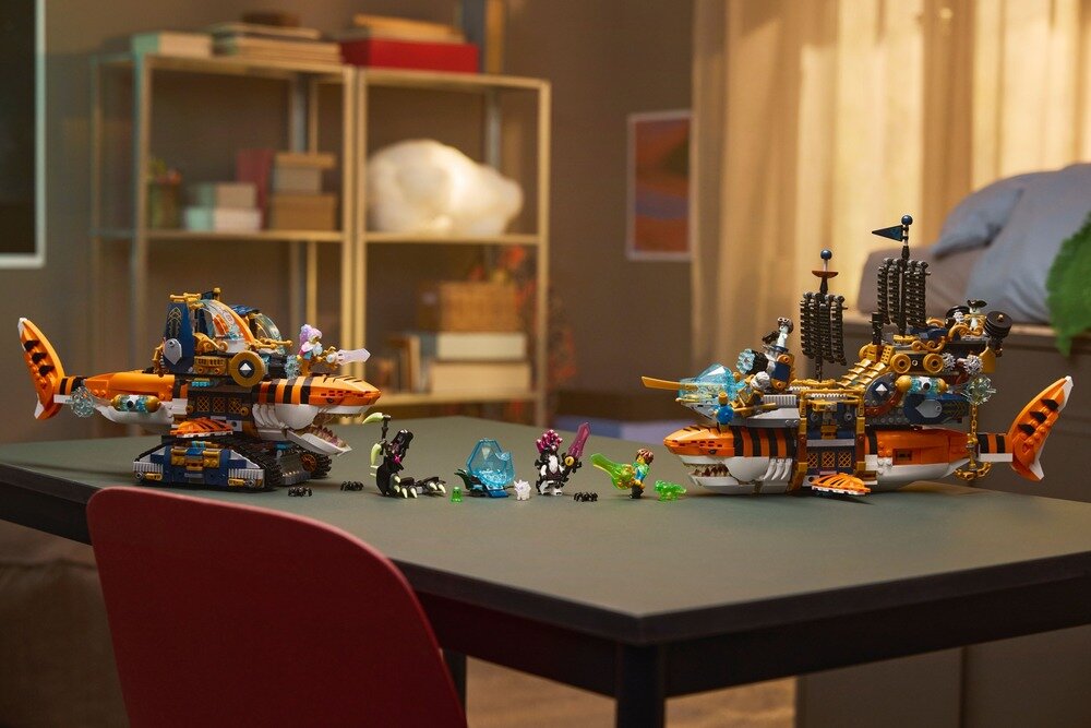 LEGO 71515 DREAMZzz Rekinoczołg tygrysi  rekinokręt tygrysi  detale funkcje 