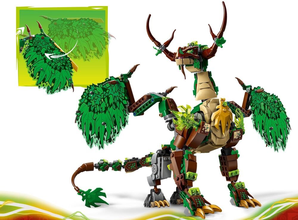 LEGO 71859 NINJAGO Smok Życia rozkładane skrzydła model z drzewem i rośliną złoty miecz