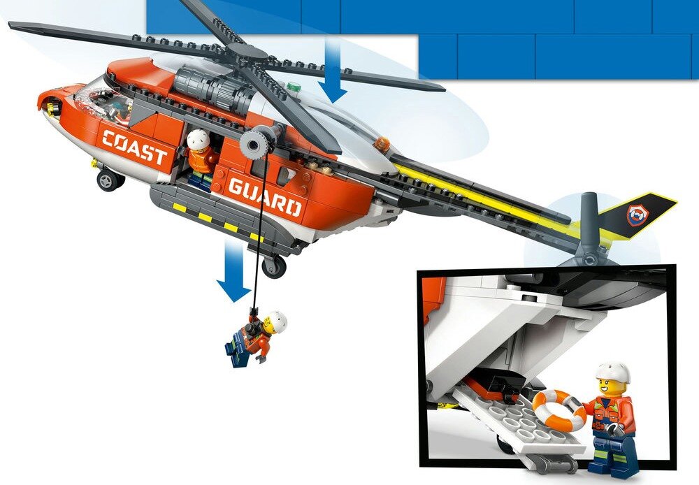 LEGO 60503 City Helikopter straży przybrzeżnej wyciągarka helikoptera kapsuła ratunkowa 