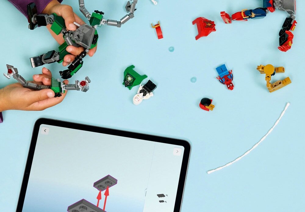LEGO 76338 Marvel Bitwa mechów: Spider-Man kontra Doc Ock zdolności manualne rozwój dziecka koordynacja umiejętności wyobraźnia 
 