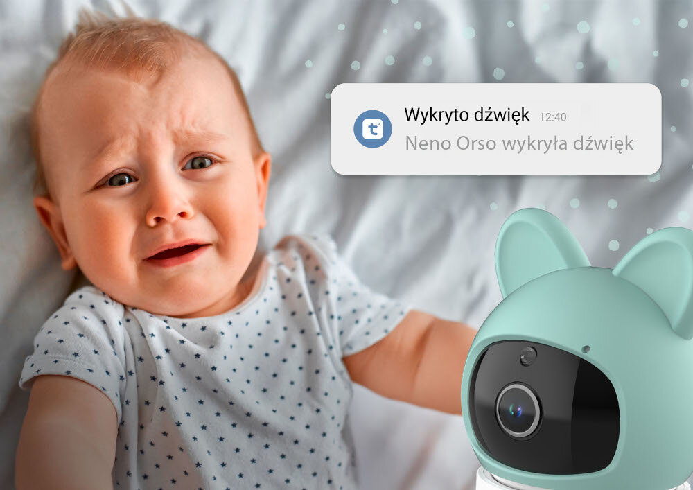 Niania elektroniczna NENO Orso Błyskawiczne powiadomienia wykrywa dźwięk ruch wysyła powiadomienie na Twój telefon