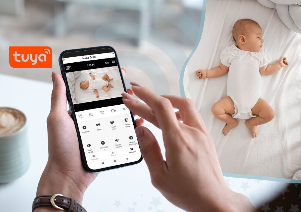 Niania elektroniczna NENO Orso Sterowanie aplikacją intuicyjna aplikacja mobilna Prosty interfejs