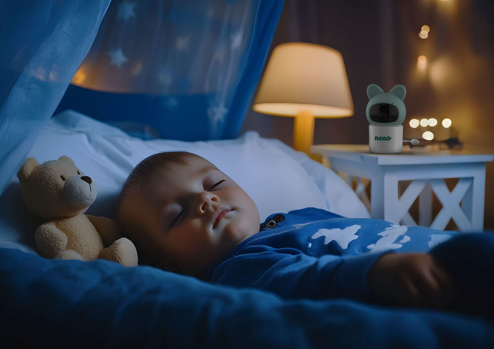 Niania elektroniczna NENO Orso Aktywny tryb nocny technologia podczerwieni wyraźny obraz o każdej porze kontrola poczucie bezpieczeństwa