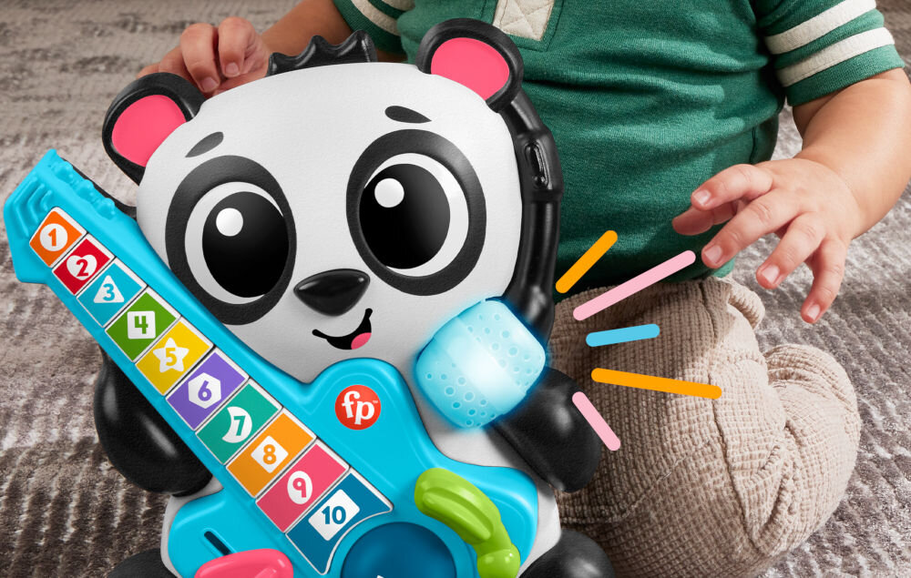 Zabawka interaktywna FISHER PRICE Link Squad Panda Liczenie i kształty HYL36 rozwesela dziecko pomaga w nauce piosenki dźwięki interaktywne elementy nauka liczenia kształtów kolorów rozwijanie umiejętności językowych taniec śpiew radosna i przyjemna nauka