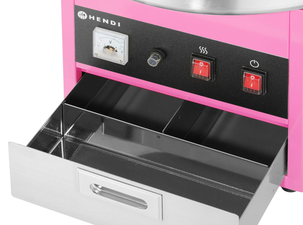 Maszyna do waty cukrowej HENDI 282731 woltomierz Bezpiecznik przeciwprzeciążeniowy  ochrona silnik uszkodzenia bezpieczeństwo użytkowania