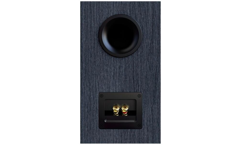 ELAC Debut 3.0 B5.3 kolumna głośnikowa czarny jesion elegancki design nowoczesne wnętrze, kolumna od tyłu na białym tle