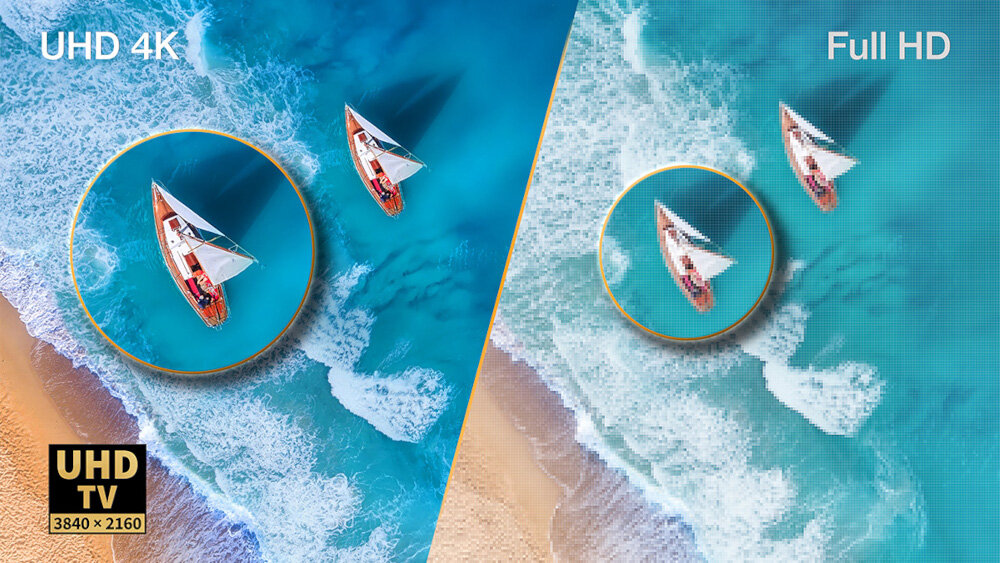 Telewizor SHARP 65JP7765E 4K Ultra HD wysoka rozdzielczość 65 cali, obraz przedstawiony w rozdzielczości uhd oraz full hd