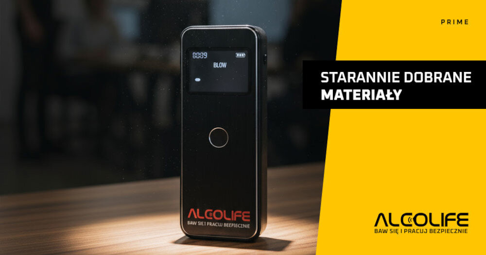 Alkomat ALCOLIFE Primed wymiary karbonowe i metalowe elementy waga