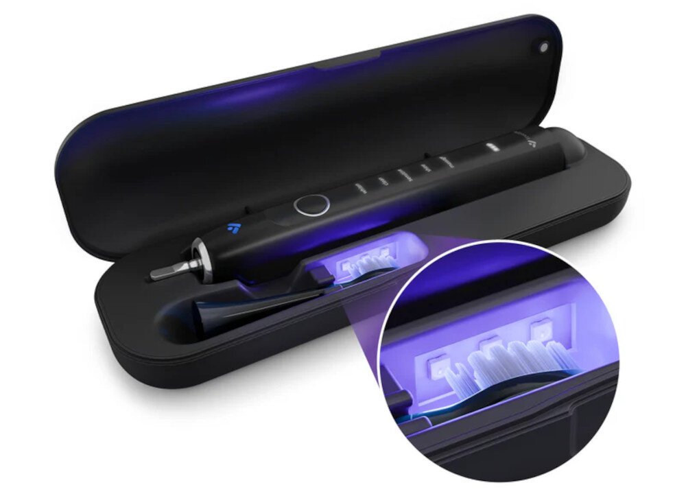 Szczoteczka soniczna TRUELIFE SonicBrush Clean70 UV Czarny Higiena z pomocą UV Etui z lampą UV do 99,9% bakterii w około 5 minut Funkcja automatycznej sterylizacji