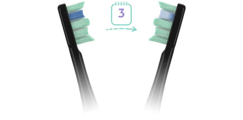 Szczoteczka soniczna TRUELIFE SonicBrush Clean70 UV Czarny Wymienne końcówki końcówki Standard i Sensitive niebieskie włókna  informacja zużycie czas