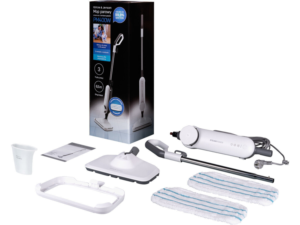 Mop parowy GOTZE & JENSEN PM400W zawartosc zestawu