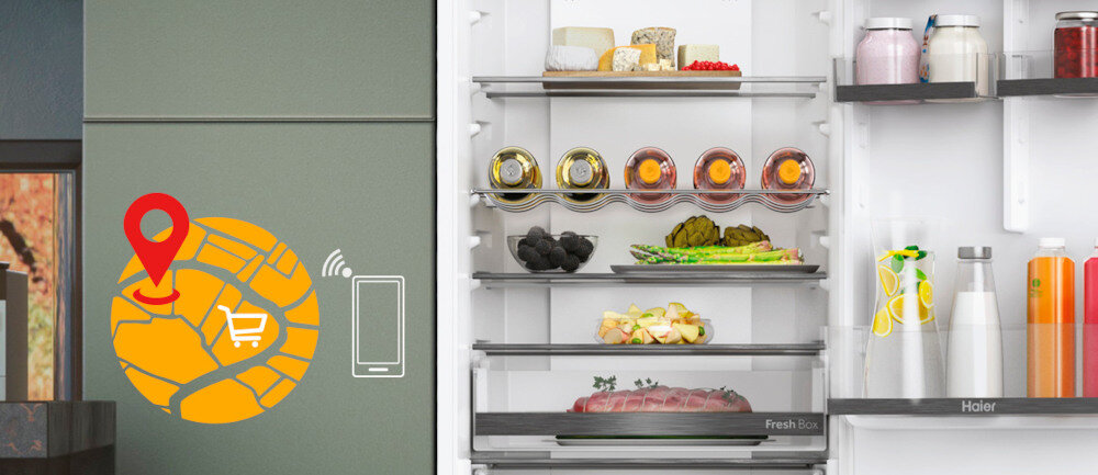 LODÓWKA HAIER HBW5519D Super-Cool i Super-Freeze Proaktywna temperatura sztuczna inteligencja aplikacja hOn geolokalizacja wykrywanie obecności ochrona żywności