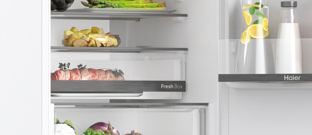 LODÓWKA HAIER HBW5519D Specjalna szuflada Fresh Box utrzymanie stabilnej temperatury mięso ryby sery smak świeżość zapach