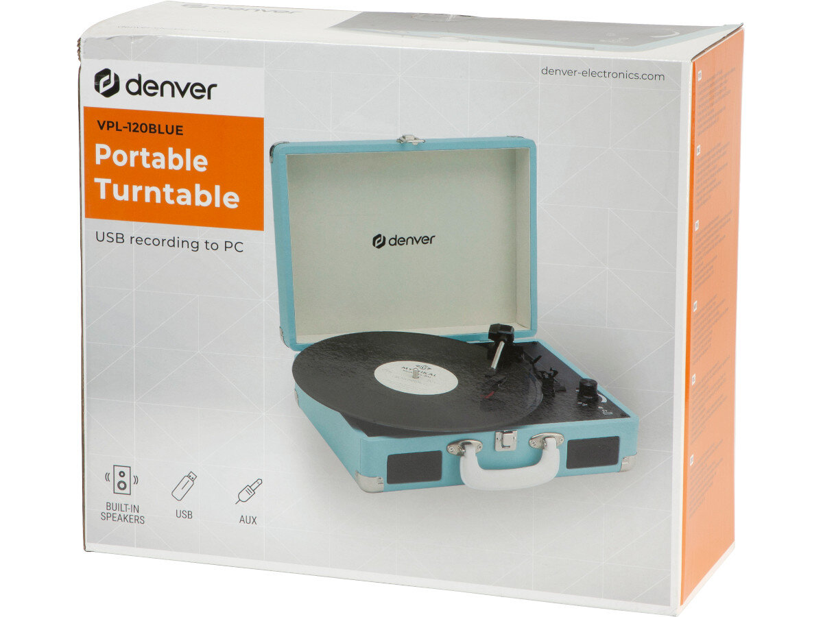 Gramofon DENVER VPL-120 Niebieski obudowa wymiary odporność trwałość wygląd