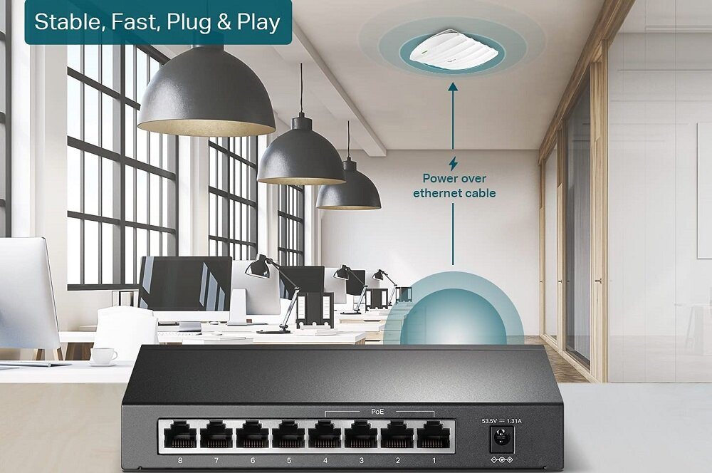 Switch TP-LINK TL-SG1008PD - montaz