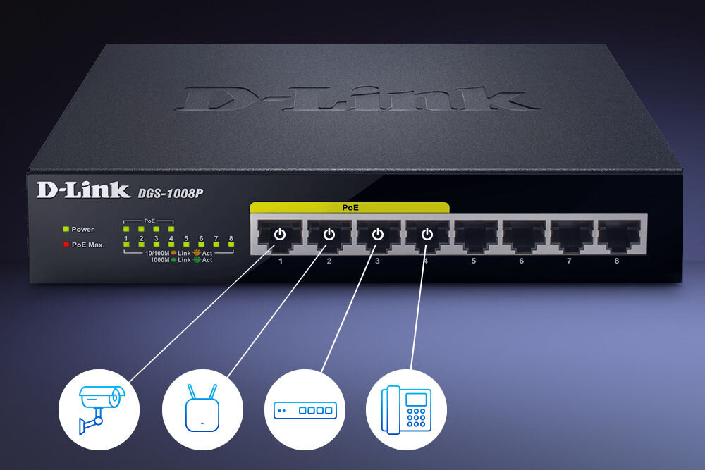Switch D-LINK DGS-108 - Przełącznik niezarządzalny Standard QoS