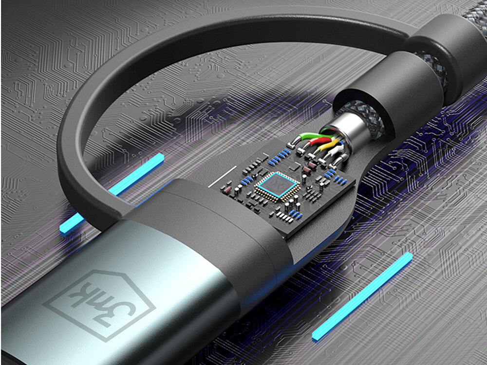 Kabel USB-USB-C - USB-C-Lightning 3MK Hyper Cable N-Series 60W 1.2 m Czarny bezpieczny przesył danych, wysoka jakość, spełnienie wymaganych norm