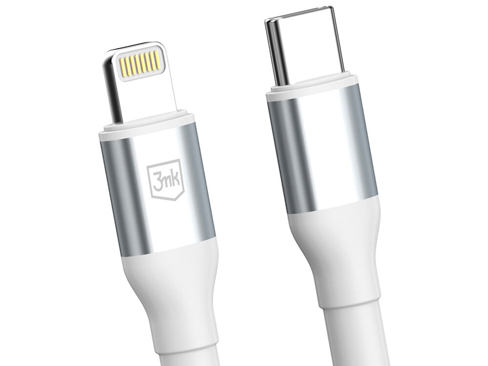 Kabel USB-C - Lightning 3MK Hyper Cable N-Series 20W 1 m Biały czysta energia, szybsze ładowanie, Power Delivery, ochrona urządzenia, stabilność