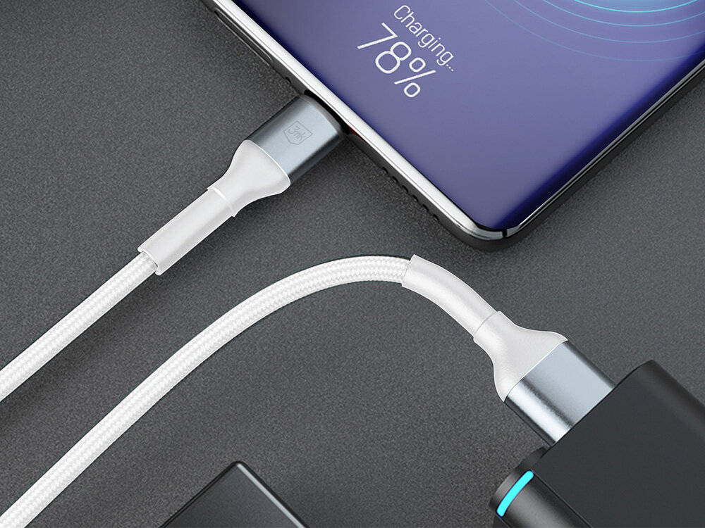 Kabel USB - USB-C 3MK Hyper Cable N-Series 18W 1 m Biały bezpieczny przesył danych, wysoka jakość, spełnienie wymaganych norm