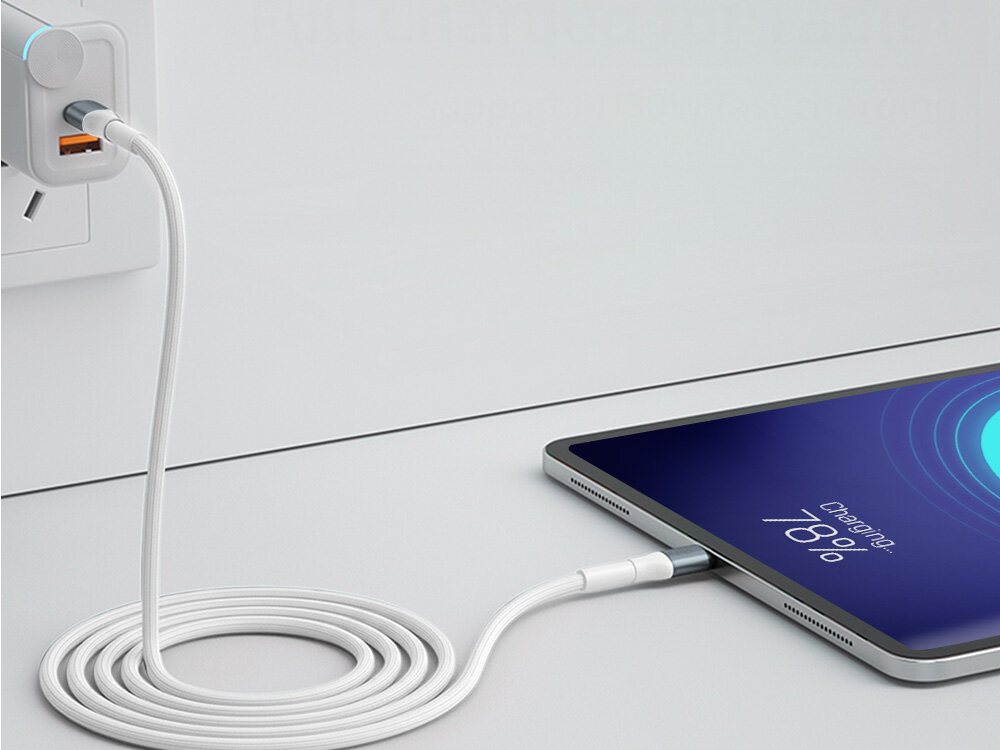 Kabel USB-C - USB-C 3MK Hyper Cable N-Series 100W 1 m Biały kv początek opisu