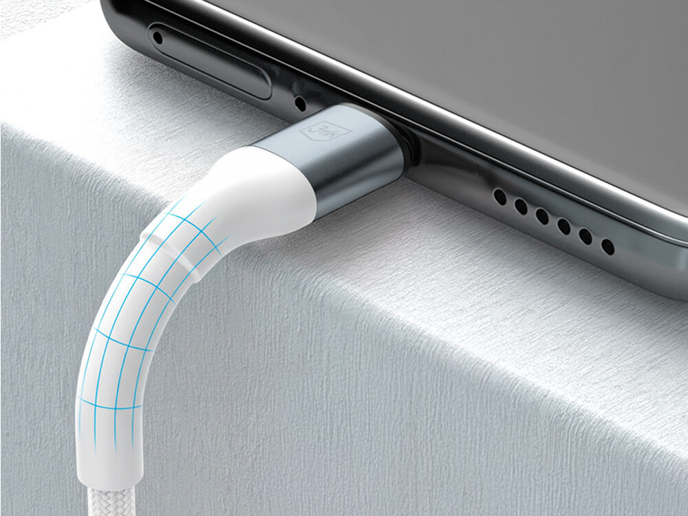 Kabel USB-C - USB-C 3MK Hyper Cable N-Series 100W 1 m Biały aluminiowe końcówki, precyzja i dikładność, trwałe i stabilne połączenie, stylowy design