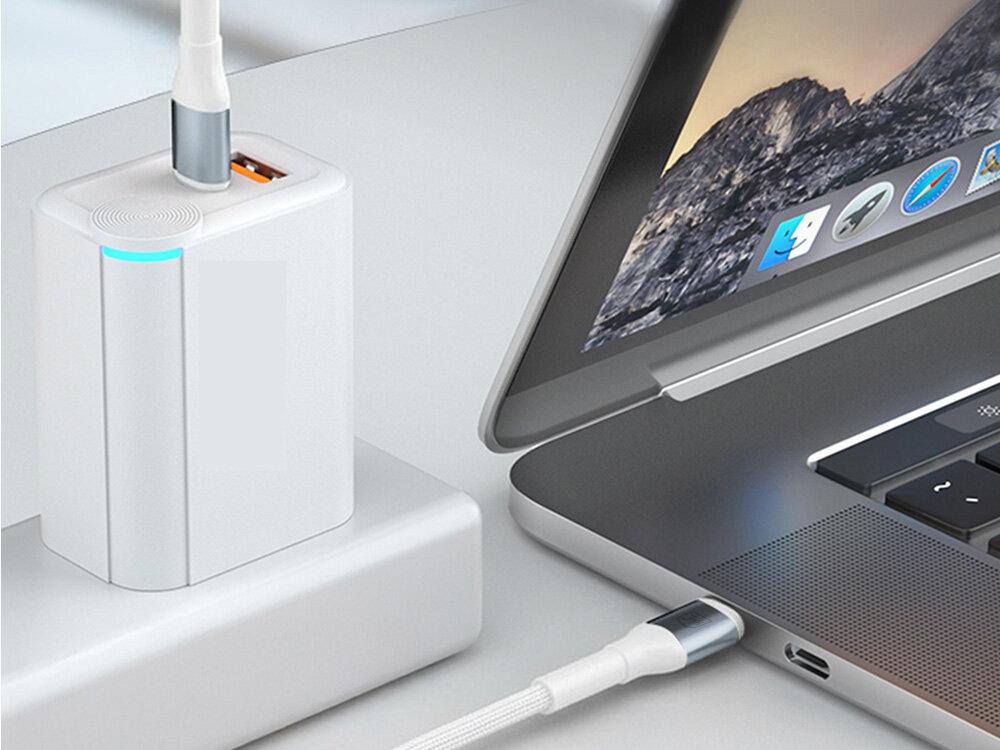 Kabel USB-C - USB-C 3MK Hyper Cable N-Series 100W 1 m Biały bezpieczne i stabilne połączenie, solidny nylonowy splot, odporność na uszkodzenia