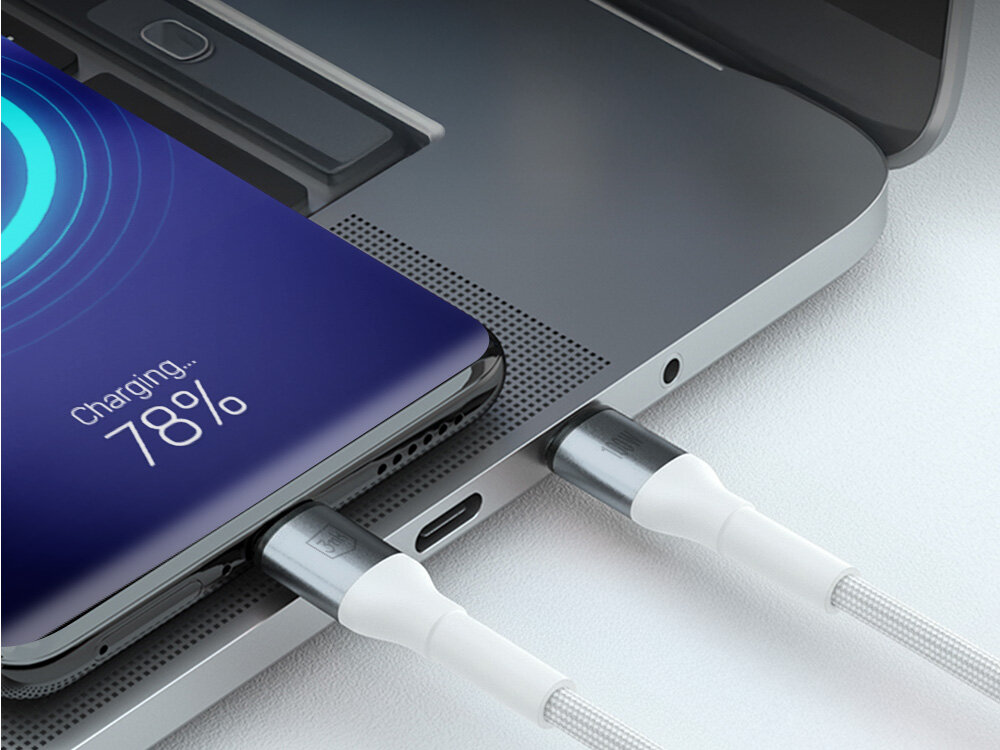 Kabel USB-C - USB-C 3MK Hyper Cable N-Series 100W 1 m Biały bezpieczny przesył danych, wysoka jakość, spełnienie wymaganych norm