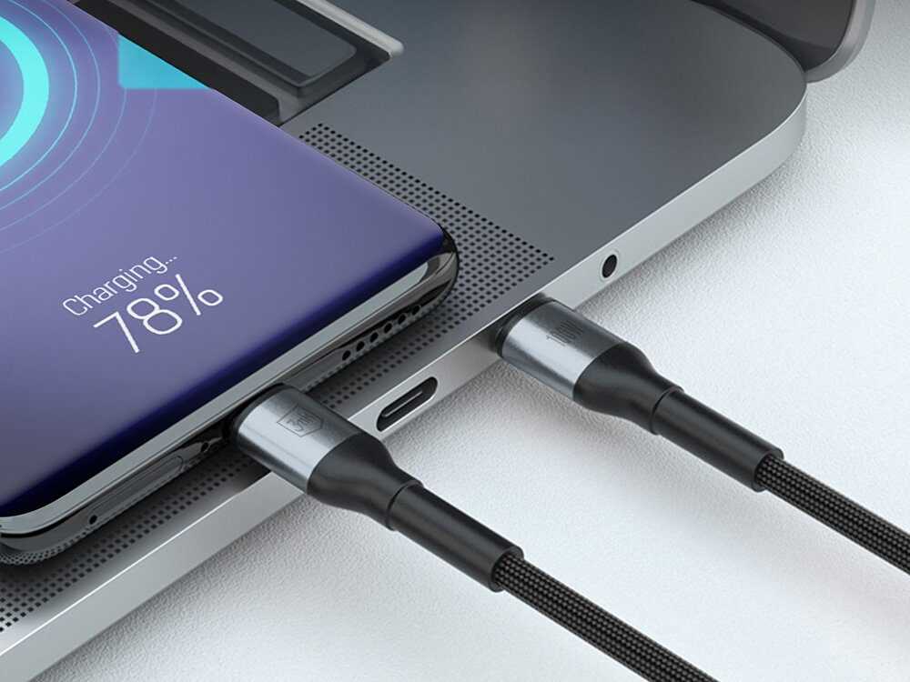 Kabel USB-C - USB-C 3MK Hyper Cable N-Series 100W 1 m Czarny aluminiowe końcówki, precyzja i dikładność, trwałe i stabilne połączenie, stylowy design