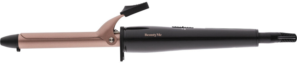 Lokówka z czarną rączką i różowym cylindrem, z widocznym logo \'BeautyMe\'.
