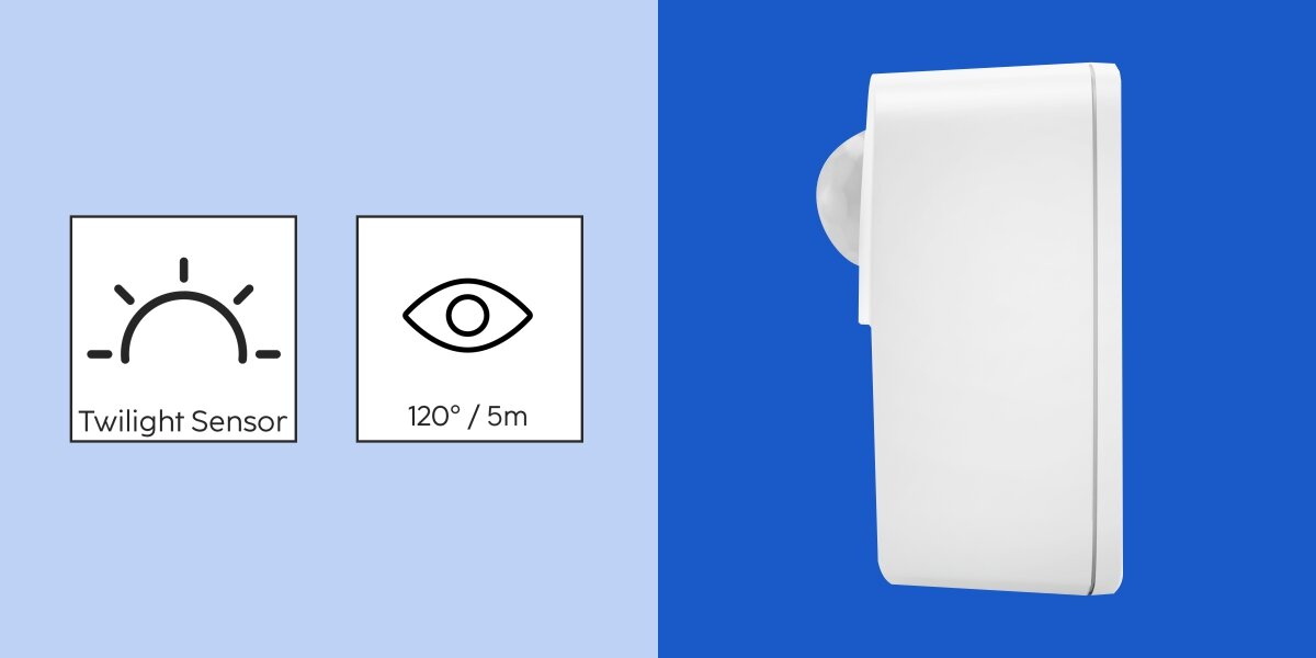 Zestaw lampek nocnych HAMA Cozy z czujnikiem ruchu i zmierzchu (3 szt.) Specyfikacja techniczna lampki Hama: ikona czujnika zmierzchu oraz zasięg czujnika ruchu wynoszący 5 metrów przy kącie wykrywania 120 stopni.
