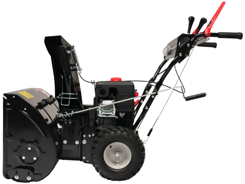 Odśnieżarka spalinowa NAC STP212L-66-E-K odśnieżarka na białym tle widoczna z boku do usuwania śniegu szeroki zakres pracy można szybko przywrócić przejezdność bezpieczeństwo ciągów komunikacyjnych użytkownik oszczędza czas i siły fizyczne