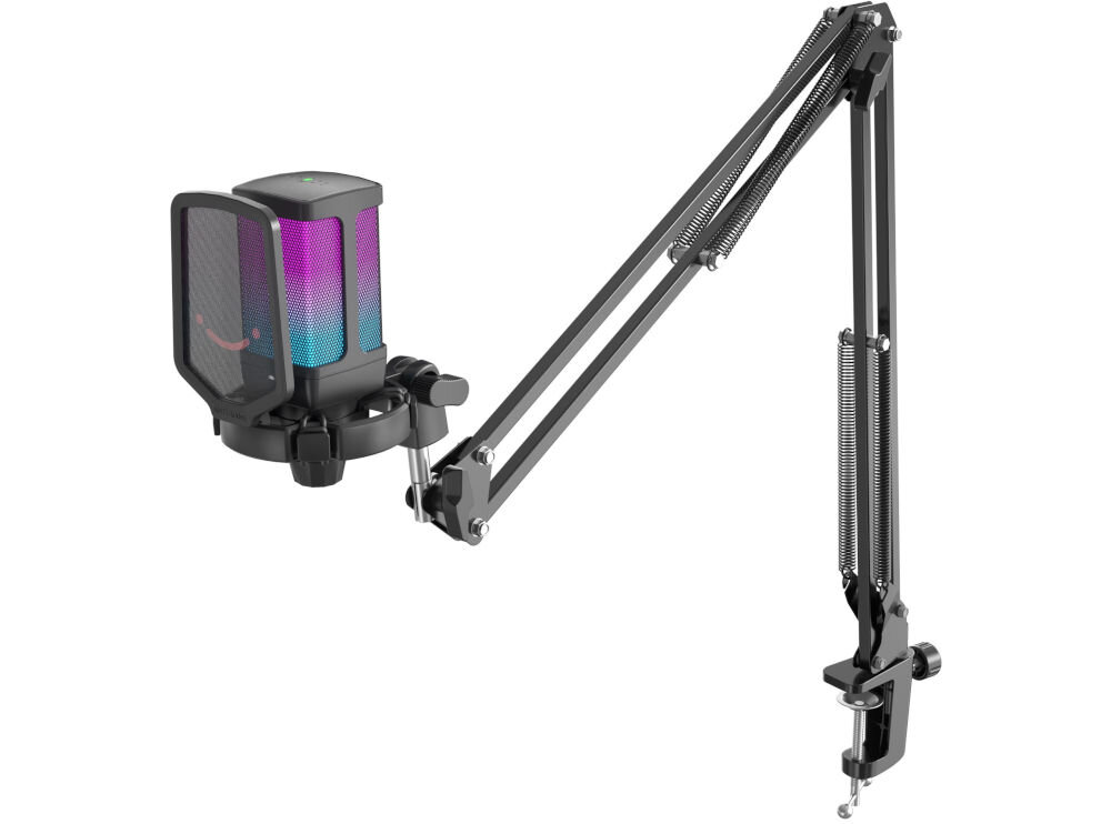 Mikrofon FIFINE Q6T Kardioidalny Czarny prezentacja mikrofonu na białym tle obsługa wielu zadań praktyczny wybór porządek na biurku