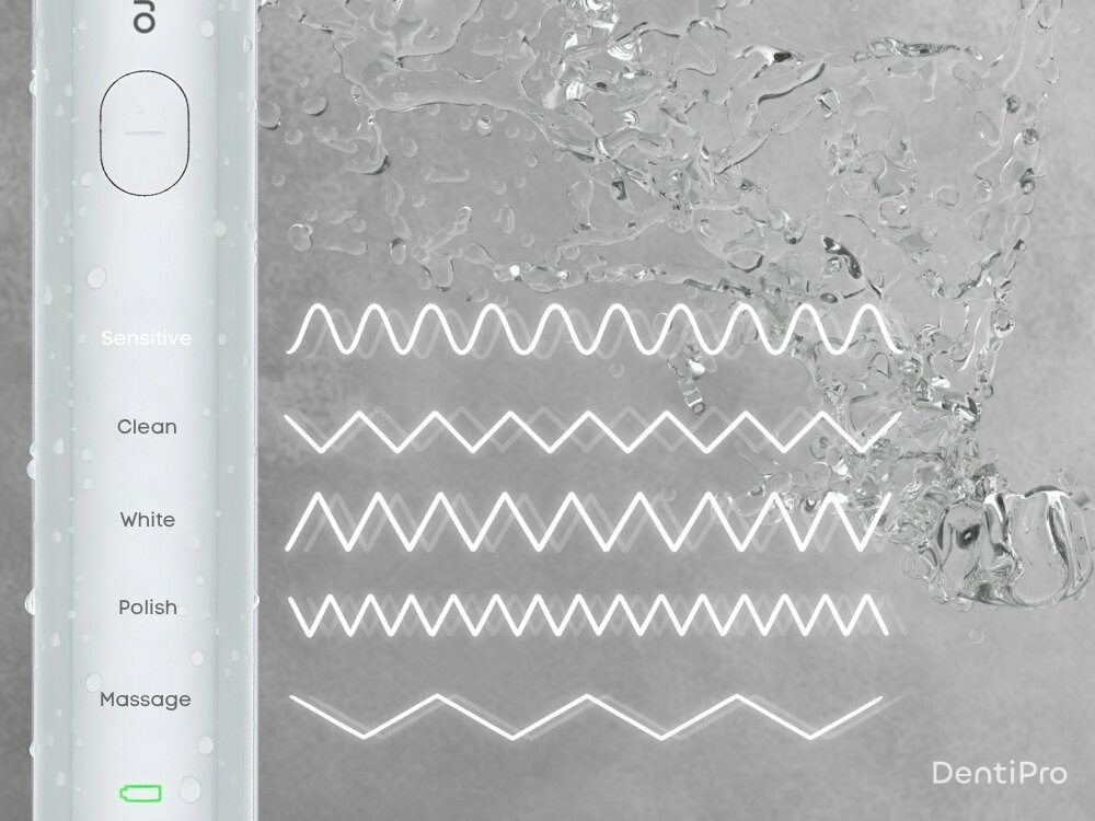 Szczoteczka soniczna ALPHA DentiPro STB-03 5 trybów pracy, inrensywność czyszczenia, tryb delikatny, tryb wybielający, usuwanie przebarwień