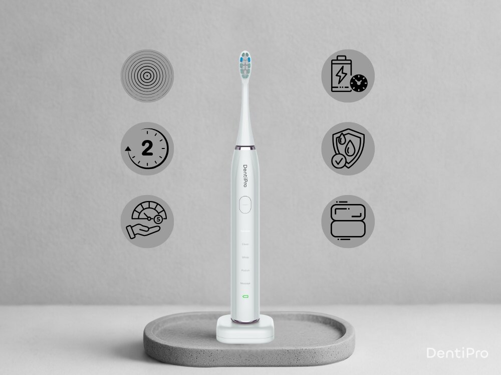 Szczoteczka soniczna ALPHA DentiPro STB-03 do 45 dni pracy, ładowanie indukcyjne, praktyczne etui, ochrona szczoteczki