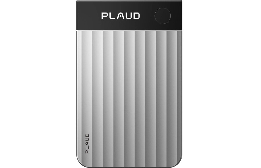 PLAUD Note PRO plan transkrypcji Starter Pro Unlimited kontrola nad nagraniami, dyktafon od frontu na białym tle