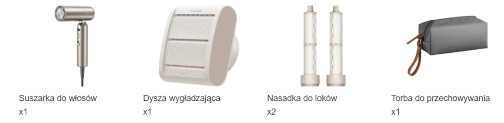 Suszarka DREAME Pocket Pro Złoty 1300 W zestaw akcesoria komplet wyposazenie