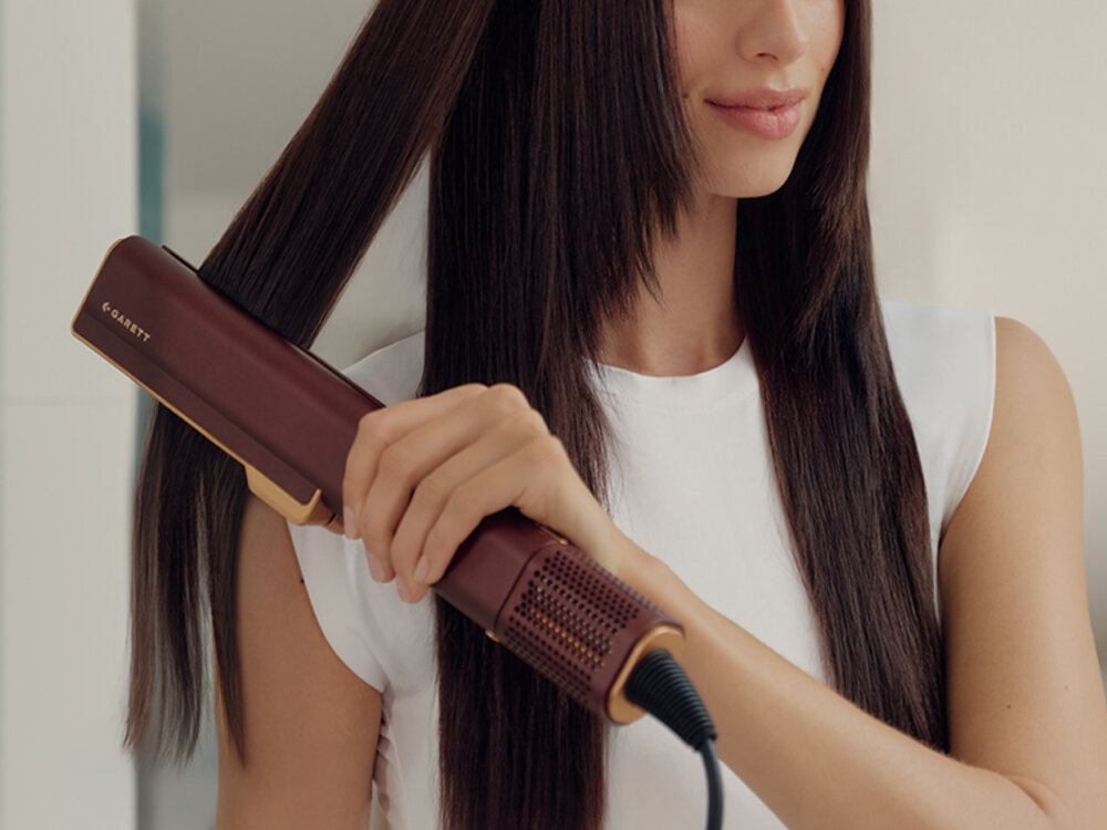 Aeroprostownica GARETT BEAUTY AeroGlow Brązowy 150 stopni bezpieczeństwo, prostowanie strumieniem powietrza, technologia 2w1, oszczędność czasu