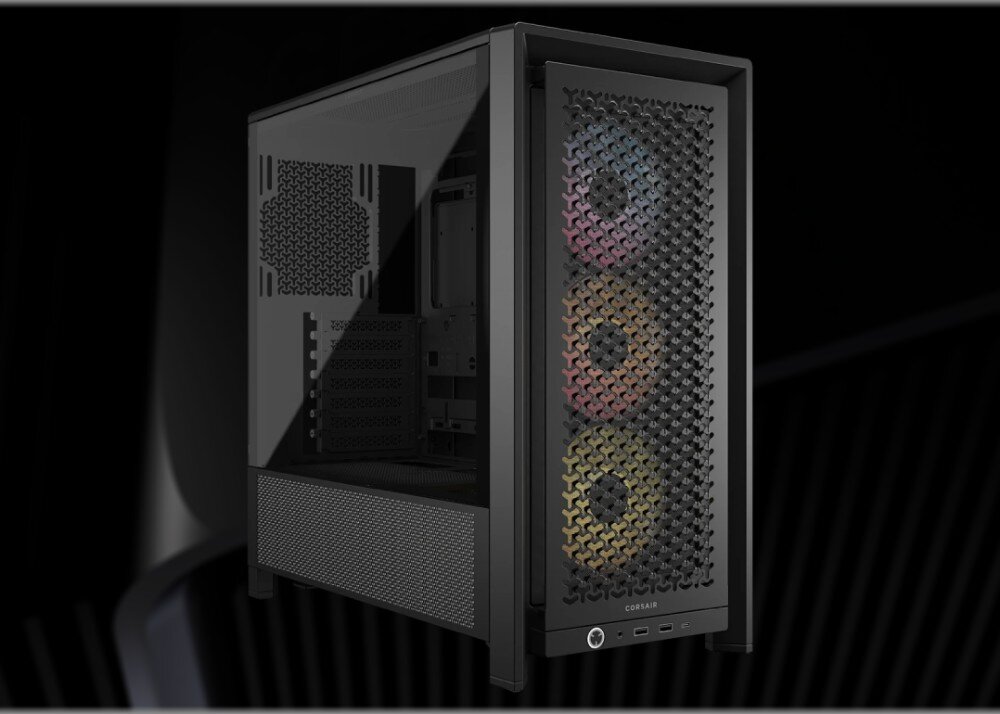 Komputer MAD DOG GeForce RTX5070Ti PurePC Edition 4 Widok obudowy komputera typu Middle Tower z przeszklonym panelem bocznym i trójwymiarowym frontem z trzema podświetlonymi wentylatorami RGB, przeznaczenie, podzespoły, testy