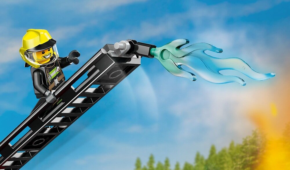 LEGO 60463 City Wóz strażacki z drabiną wizualziacja gaszenia ognia