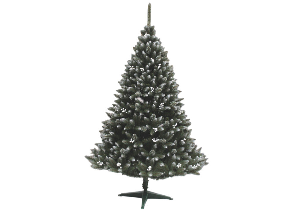 Choinka EXTRALINK Świerk z białą jarzębiną 150 cm, stojak, montaż, wygoda, święta, na białym tle choinka frontem na wprost