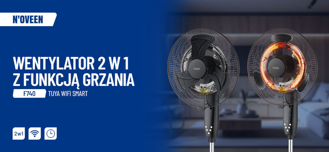 Wentylator NOVEEN F740 Tuya WiFi Smart wygląd prezentacja wizualizacja design tło