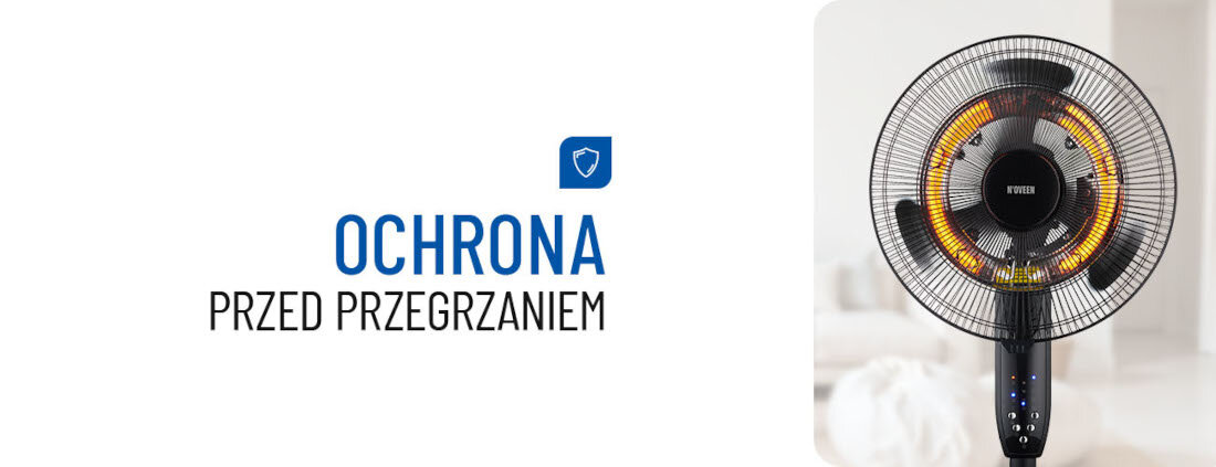 Wentylator NOVEEN F740 Tuya WiFi Smart Ochrona przed przegrzaniem system bezpieczeństwa automatycznie wyłącza urządzenie bezpieczne użytkowanie