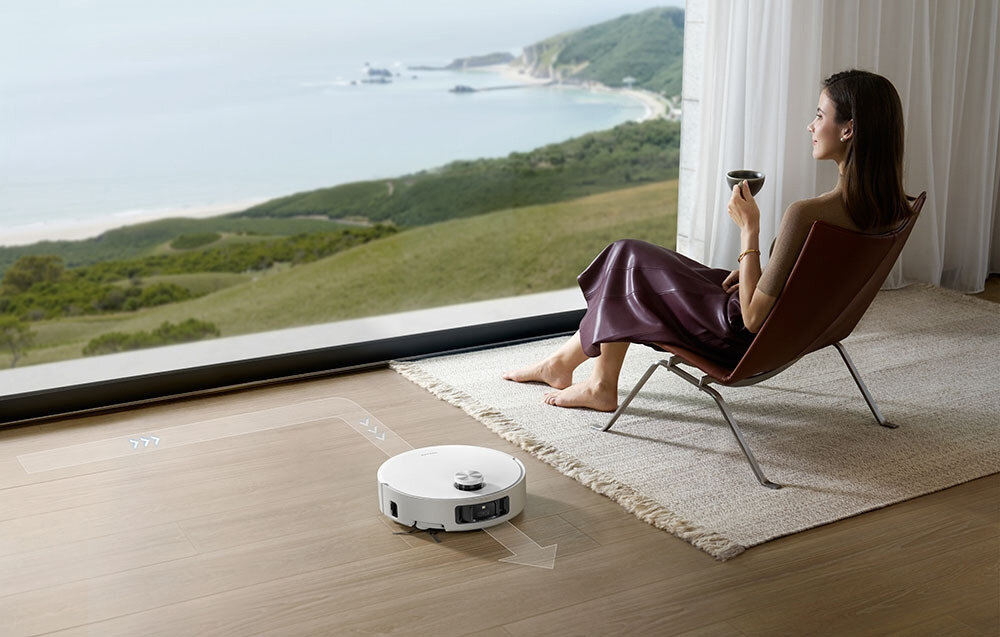 Robot sprzątający DREAME Aqua 10 Roller Biały Odkurza i mopuje za Ciebie wygląd prezentacja design wizualizacja