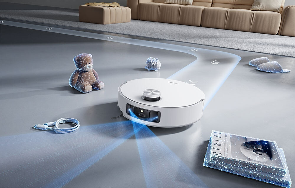 Robot sprzątający DREAME Aqua 10 Roller Biały Inteligentna nawigacja Kamera AI, światło LED i skaner 3D Structured Light rozpoznawać i omijać ponad 240 typów obiektów 