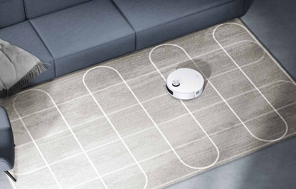 Robot sprzątający DREAME Aqua 10 Roller Biały Skuteczna pielęgnacja dywanów Technologia AutoSeal™ Roller Guard uszczelnia wałek mopujący mop unosi się o 14 mm